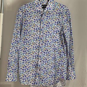 Purple and White Flower Hammer Made Dress Shirt